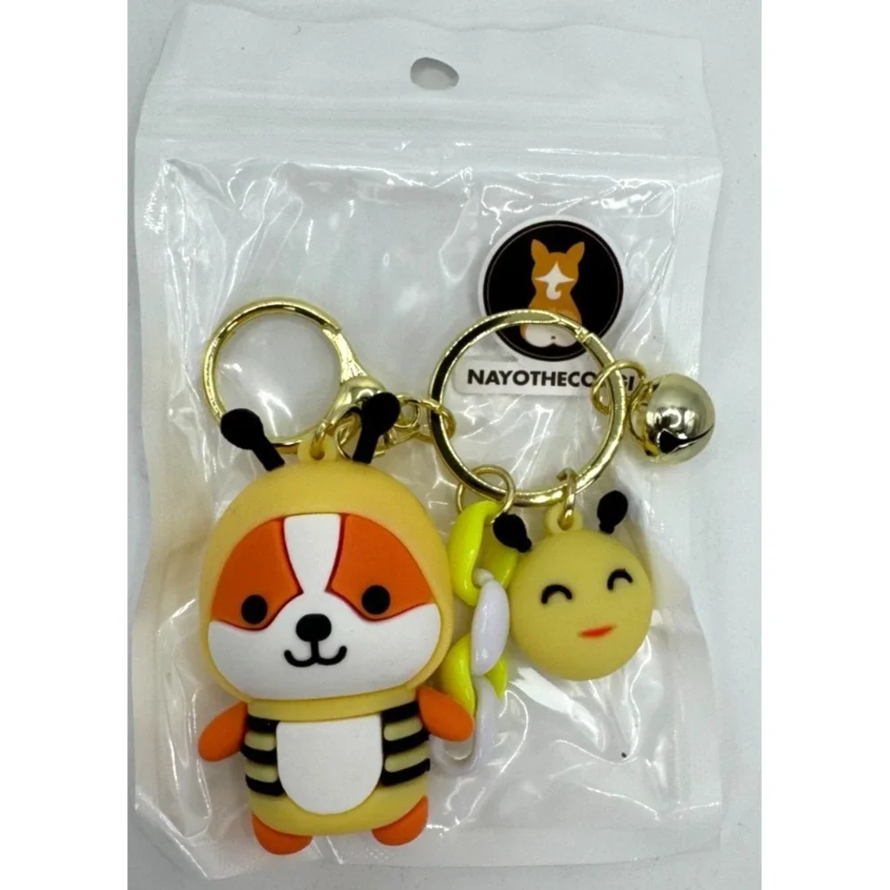 Nayo The Corgi Keychain Buddy Bee Figure Charm Key Ring Yellow New In Bag